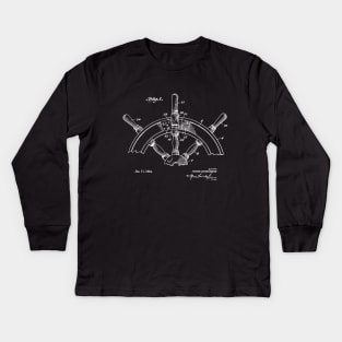 Ship Steering Wheel 1944 Patent Print Kids Long Sleeve T-Shirt